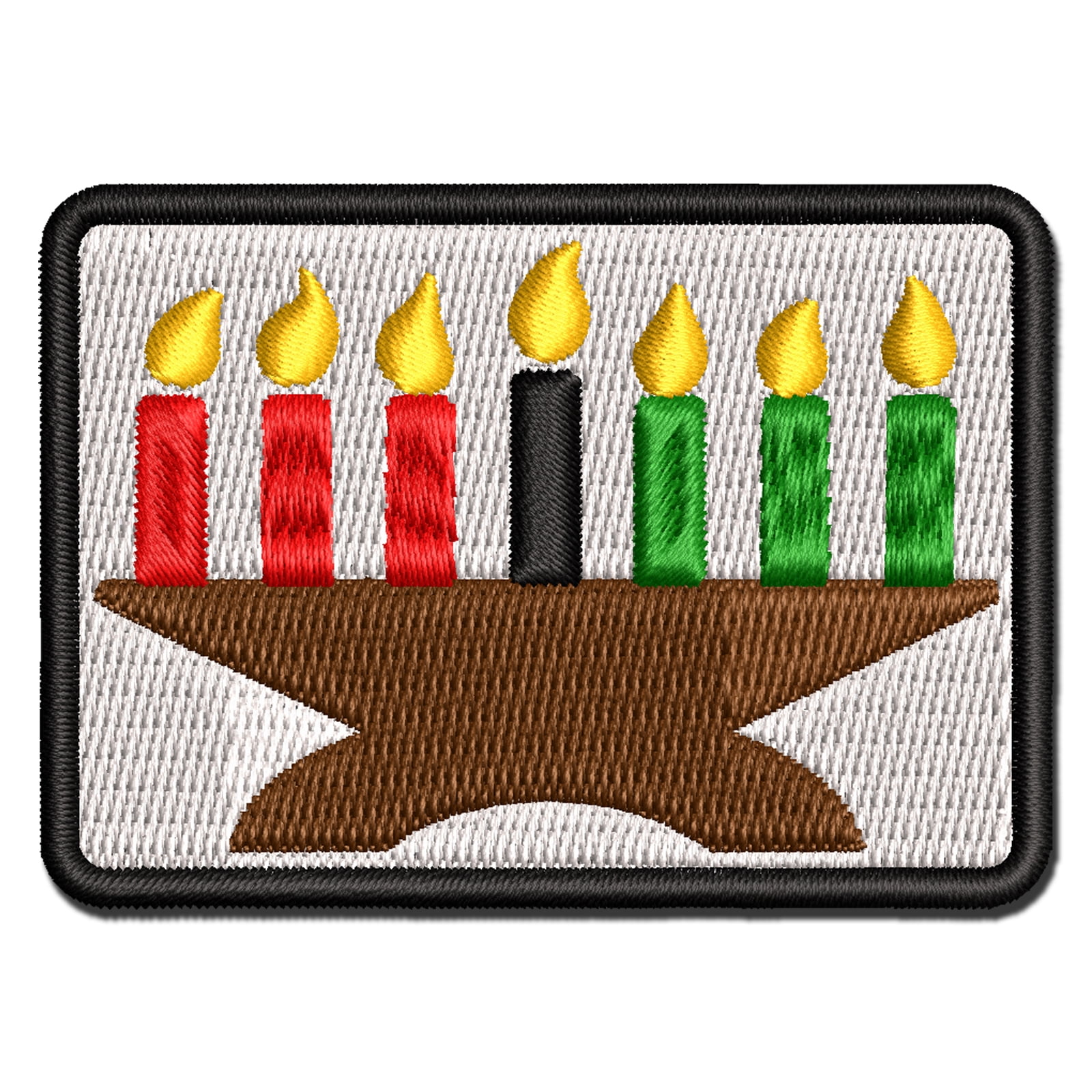 Kwanzaa Kinara with Candles Applique Multi-Color Embroidered Hook & Loop Patch - 3.5 Inch Large