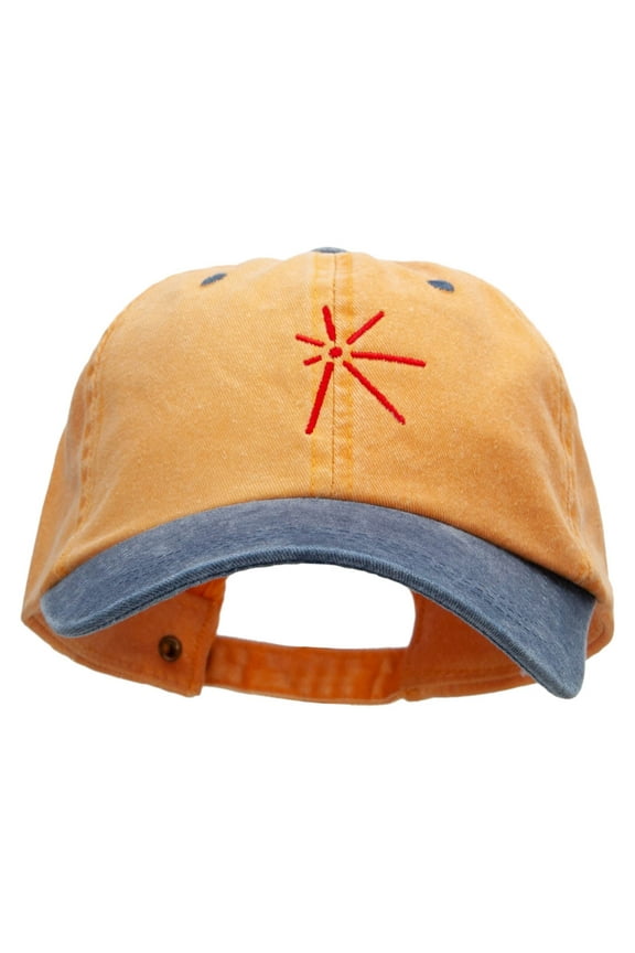 Kwanzaa Kuumba Embroidered Pigment Dyed Wash Caps - Mustard Navy OSFM