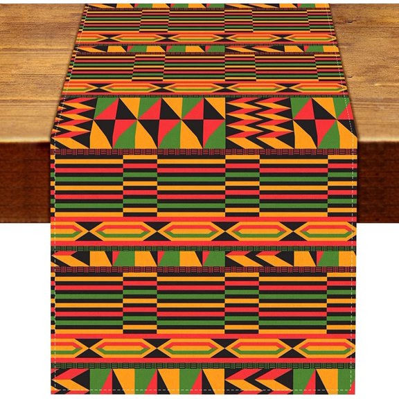 Kwanzaa Table Runner 90Inches Long Afro African American National Holiday Party Decorations Kente Home Kitchen Dining Room Decor