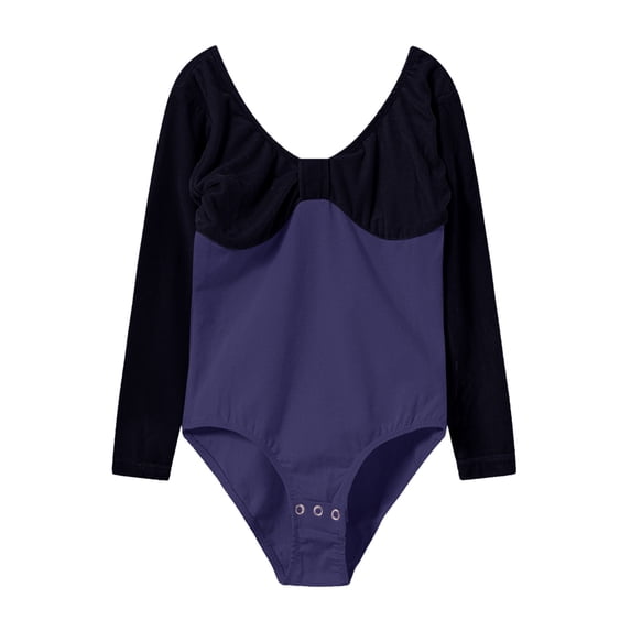 Kwasome Baby Girls Bodysuits Dance Toddler Leotard Toddler Long Sleeve Dance Dress Autumn Winter Patchwork Training Dress Balle Clothes Comfortable Clothes 7-8 Years Blue