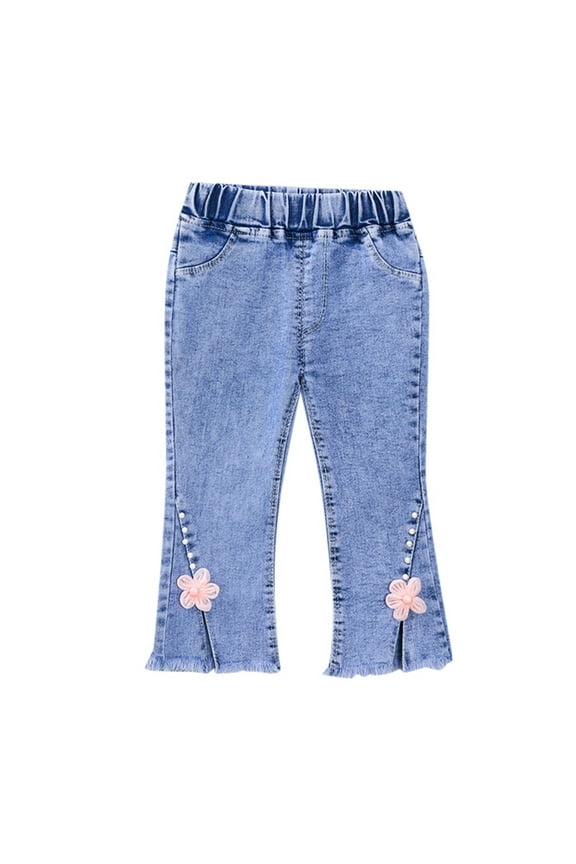 Baby Girls Pants Little Clothes Baby Denim Jeans Toddler Kid Pants Jeans Elastic Waist Denim Pants 18-24 Months Pink