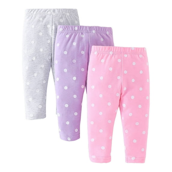 Kwasome Baby Pants For Girls Toddler Baby Girl Spotted Print Pants Sets 5 Pack Casual Long Pants Spring Fall For Newborn Infant Children Clothes Toddler Comfortable Clothes Pink 12-18 Months