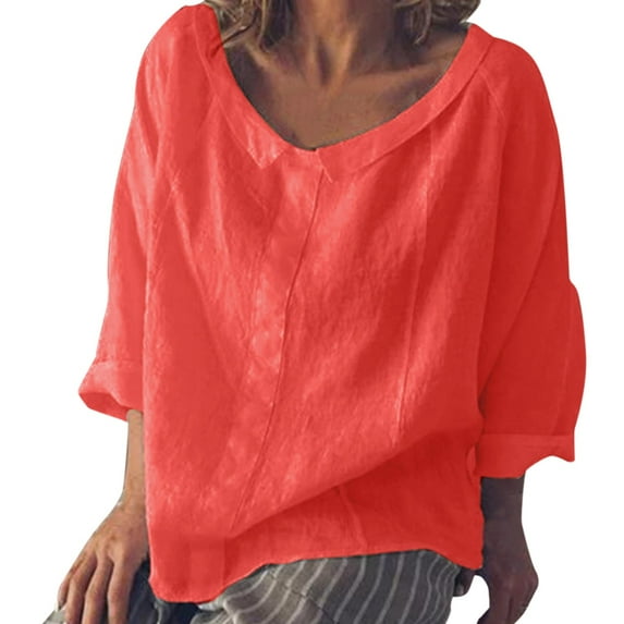 Kwasome Blouses For Women Dressy Casual Summer Solid Color Short Sleeve Lapel Pullover Shirt Casual Shirt Trend Tops S Pink