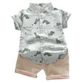 thumbnail image 1 of Kwasome Boys Outfits Baby Short Sleeve Lapel Cartoon Dinosaur Prints T-shirt Toddler Set Boys Cute Daily Wear Gray 2-3 Years, 1 of 3