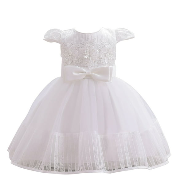 Kwasome Floral Dresses Girls Baby Girls Ruffle Short Sleeve Princess Dress Ruffle Sleeveless Show Lace Tulle Party 0-6 Months,Pink