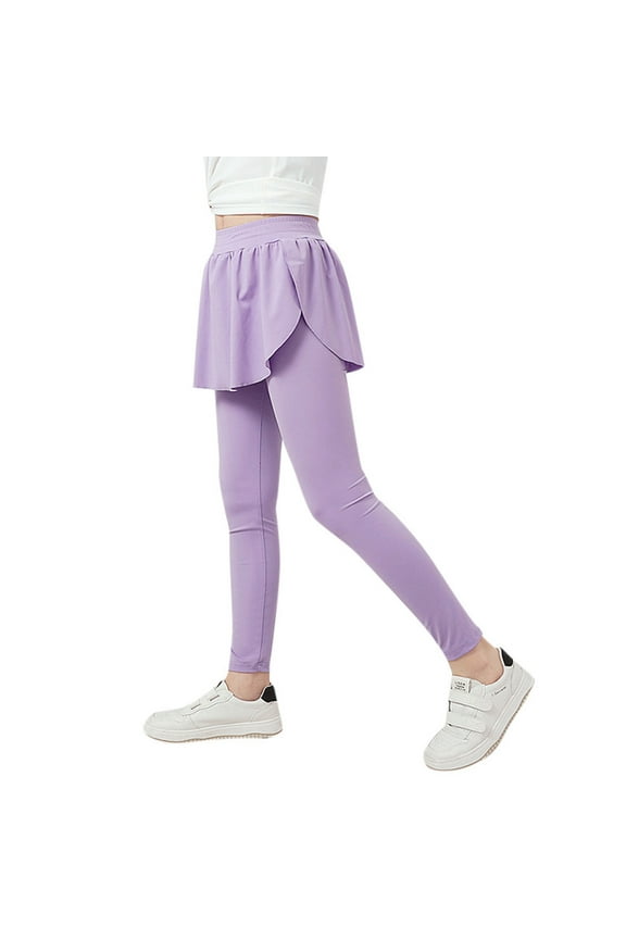 Girl Leggings Yoga Active Leggings Kids Flowy Skorts Tight Yoga Pants 2 In 1 Running Tennis Skirt Pants Little Girls Cute Clothes 4-5 Years