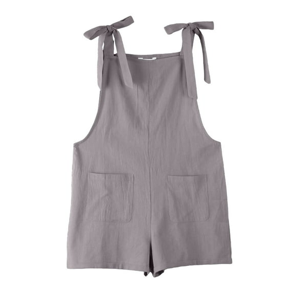 Kwasome Girls Romper Romper Sleeveless Adjustable Tie Up Strap Short Jumpsuits Summer Clothes With Pocket Grey Sweet Girls Romper 4-5 Years