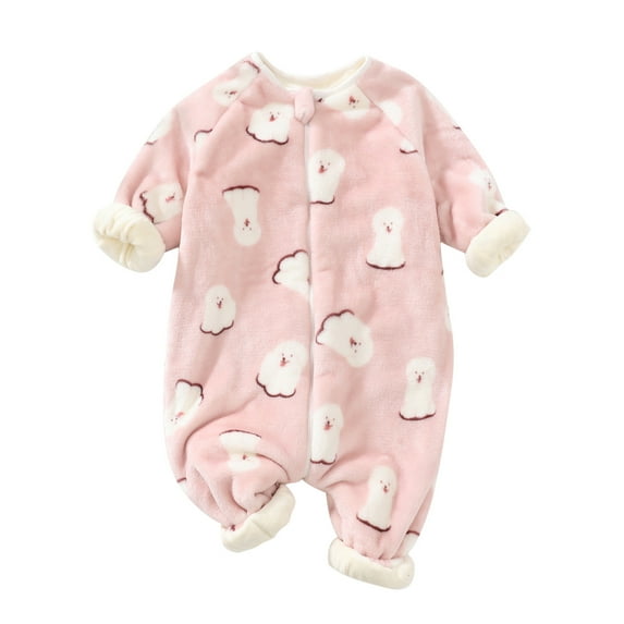 Kwasome Kid Rompers For Girls Toddler Boys Girls New Long Sleeve Winter Cartoon Prints Warm Newborn Jumpsuit Romper Pink Sweet Kid Rompers For Girls 18-24 Months
