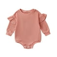 thumbnail image 1 of Kwasome Romper For Baby Girls Knit Sweater Bubble Romper Oversized Crewneck Sweatshirt Jumpsuit Cute Fall Outfits Daily Wear Pink 3-6 Months, 1 of 8
