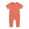 thumbnail image 1 of Kwasome Romper For Girls Baby Cotton Rompers Footless Pajamas Zipper Short Sleeve Sleeper Jumpsuit Orange Sweet Romper For Girls 3-6 Months, 1 of 3
