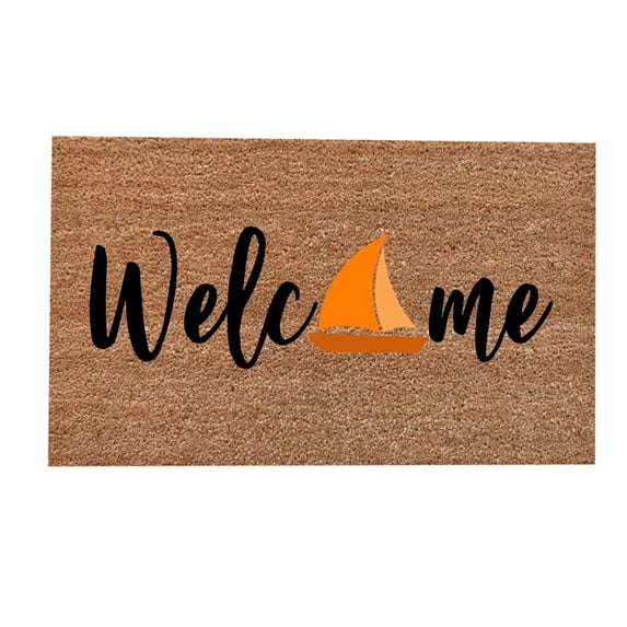 Kwasome Rugs Orange Boat Prints Beach Doormat Welcome Funny Cute Doormat Door Mat Front Door Rug Suitable For Home Living Room Bathroom