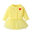 thumbnail image 1 of Kwasome Summer Girls Outfits Girls Clothes New Born Outfit Babys Newborn Infant Boys Knit Ribbed Solid Spring Winter Long Sleeve Cardigan Romper Dress Hat Clothes Set Yellow 9-12 Months, 1 of 3