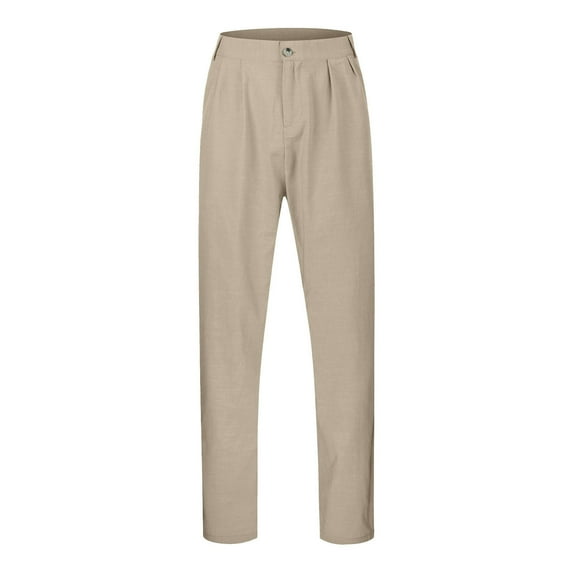 Kwasome Sweatpants For Mens Solid Color Front Pocket Fold Wide Leg Elastic Waist Belt Loose Pants Lounge Pants For Men Xl Khaki