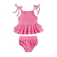 thumbnail image 1 of Kwasome Swimsuit For Girls Kids Guard Swimwear Toddler Sleeveless Solid Beach Bathing Baby Suit Swimwear Swimsuit 6-12 Months Pink, 1 of 8