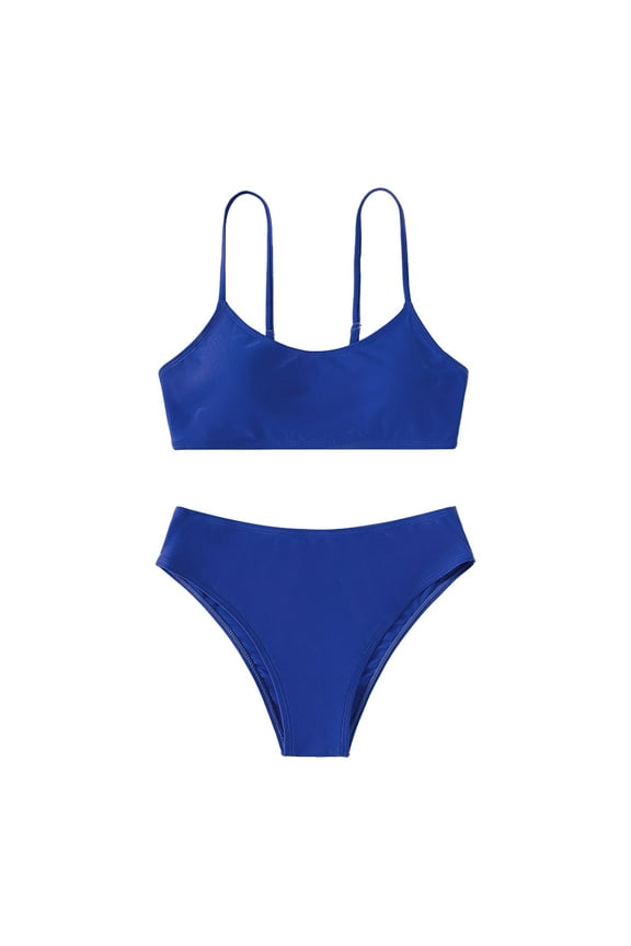 Swimsuit For Girls Swimsuits Preteen'S Two Piece Swimsuit Sport High Waist Bikini Set Bathing Suit Kids Bathing Suits Thin Straps 14-15 Years Blue