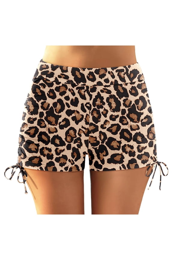 Tankini Swimsuits For Women High Waist Bikinis Swim Briefs Beach Shorts Ruched Swim Full Coverage Swimsuit Sports Yoga Shorts Swimbottom Bathing Suit Beach Wear Brown L