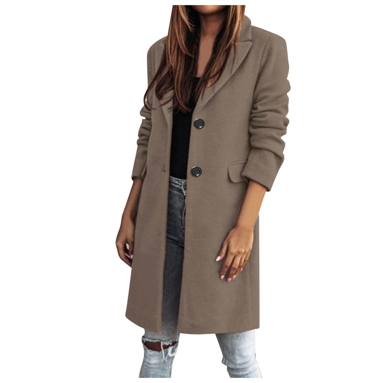 Kwasome Women Winter Jackets Long Sleeve Thin Trench Jacket Ladies Slim