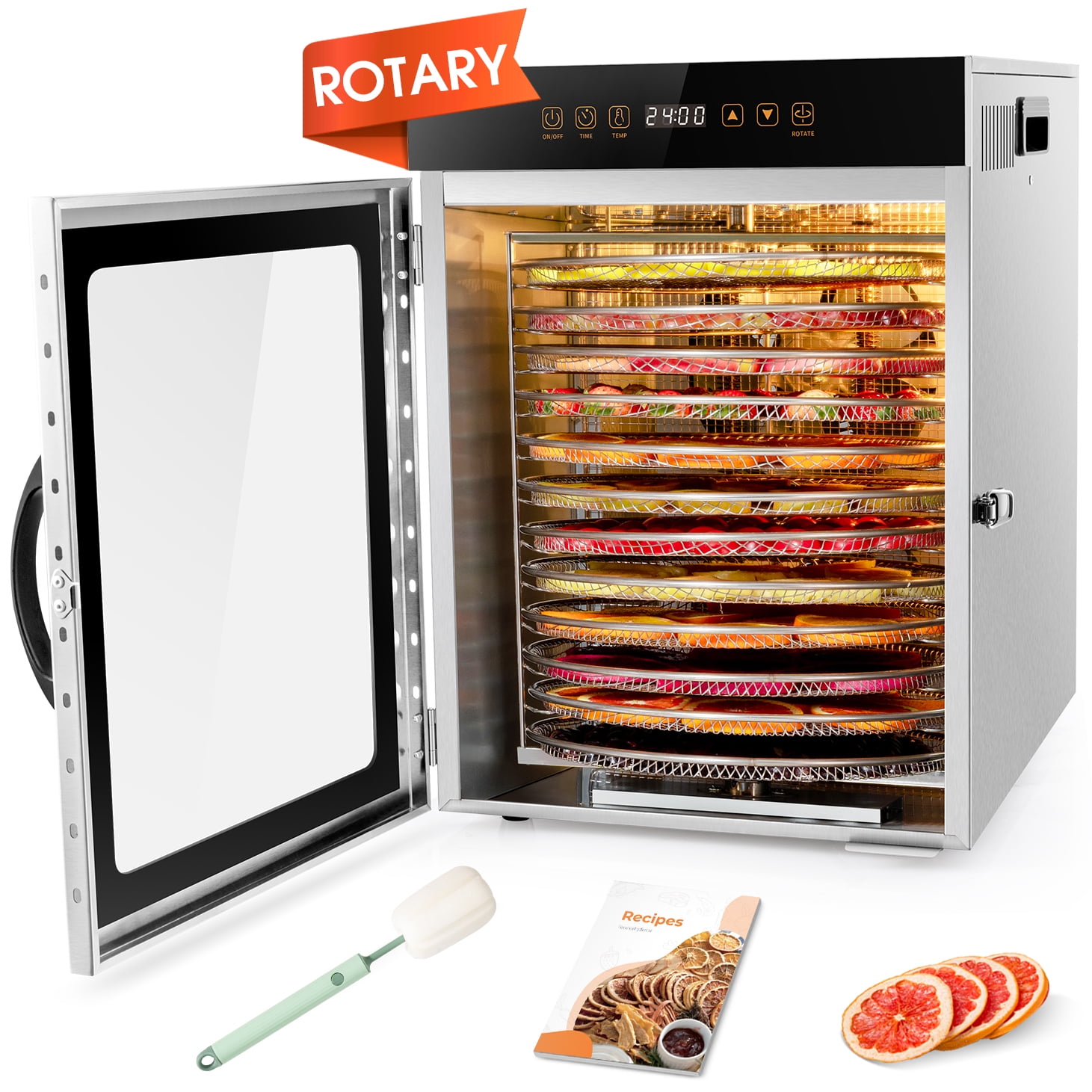 Kwasyo 12Layer Food Dehydrator, Stainless Steel, with Timer & Temp