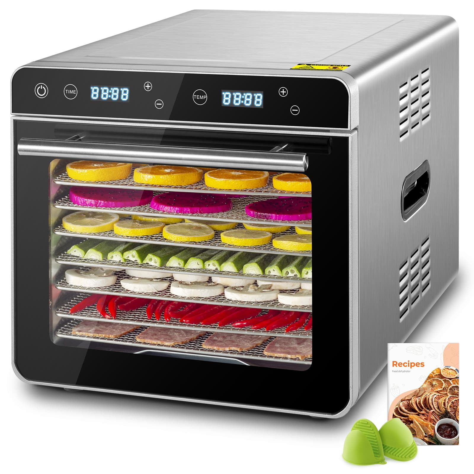 Kwasyo 8 Layers Food Dehydrator Beef Jerky Dryer, ALL Stainless Steel with Overheat Protection, Timer and Temperature Settings, Dehydrators for Fruit Vegetable Meat Pet Snack