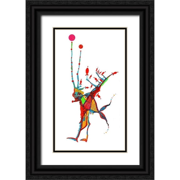 Kwerki Studios 12x18 Black Ornate Wood Framed with Double Matting Museum Art Print Titled - Fish Man