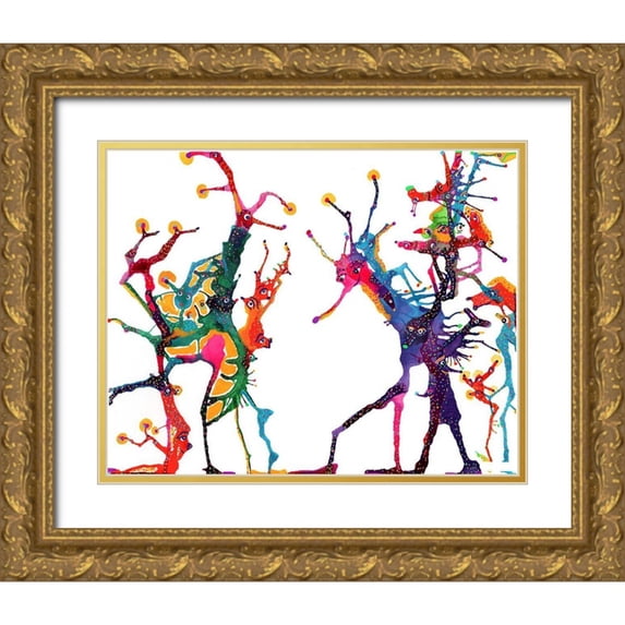 Kwerki Studios 18x15 Gold Ornate Wood Framed with Double Matting Museum Art Print Titled - Mr. Grasshopper And Friends