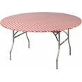 thumbnail image 1 of Kwik-Covers 10 Pack of Round Plastic Table Covers - 60" or 72" Round - Indoor or Outdoor Fitted Table Covers (Table NOT Included) (Red Gingham, 72" Round), 1 of 2