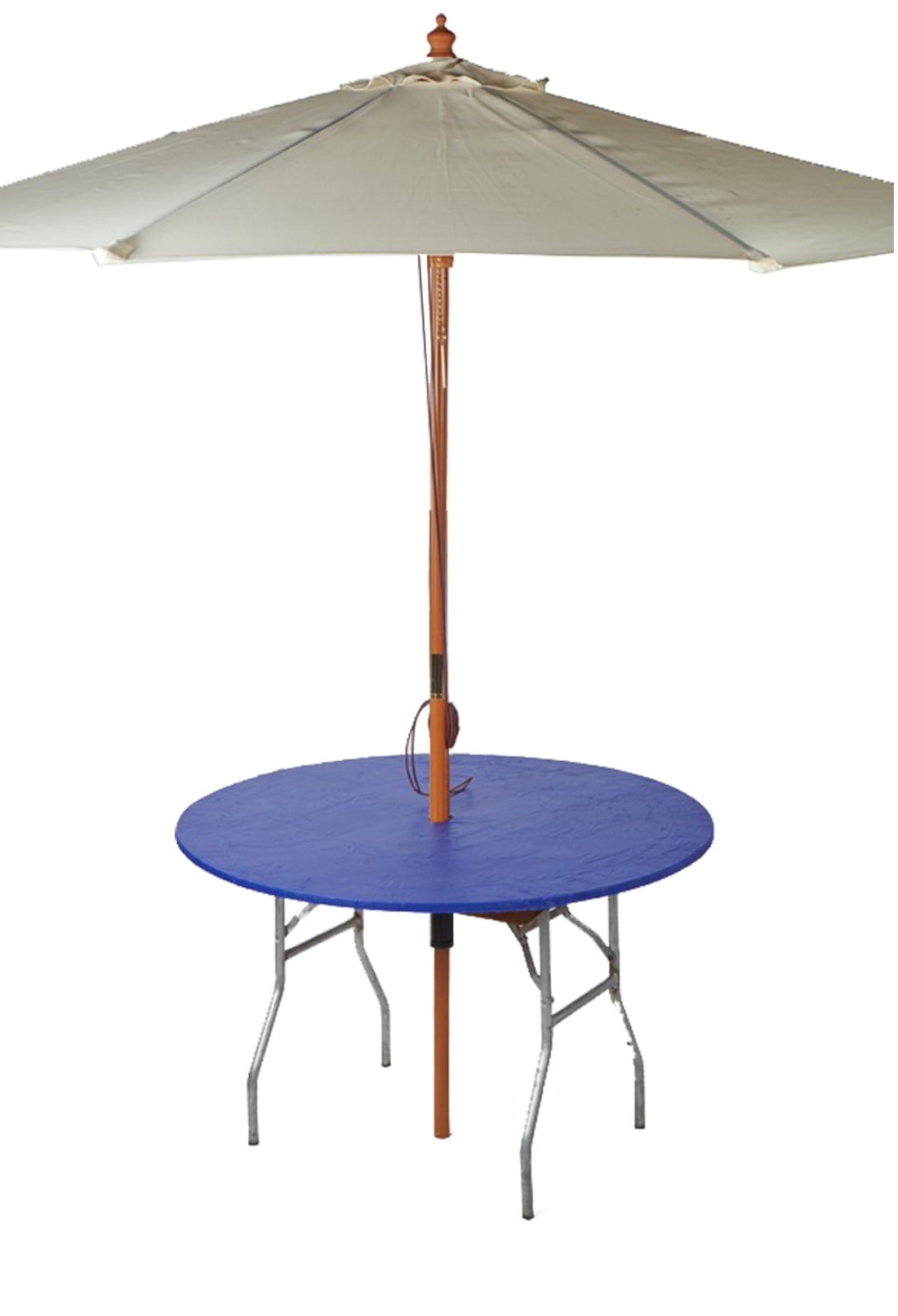 KwikCovers 48" Round Umbrella Fitted Plastic Table Covers, Royal Blue