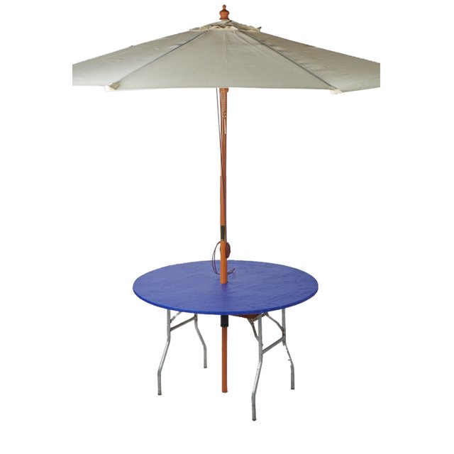 KwikCovers 48" Round Umbrella Fitted Plastic Table Covers, Royal Blue