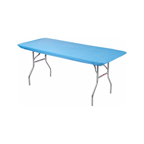 Kwik-Covers 6' Rectangle Plastic Table Covers 30" x 72", Bundle of 5 Light Blue