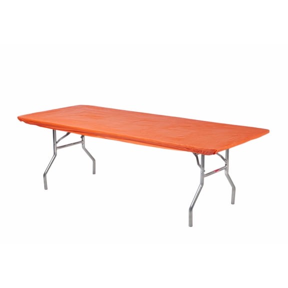 Kwik-Covers 6’ Rectangular Plastic Table Covers 30" x 72" - Bundle of 5, Orange