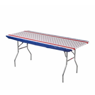 Kwik-Covers 6’ Rectangular Plastic Table Covers 30" x 72" - Bundle of 5, Patriotic