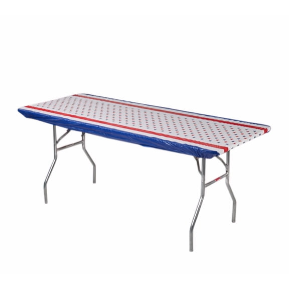 Kwik-Covers 6’ Rectangular Plastic Table Covers 30" x 72" - Bundle of 5, Patriotic