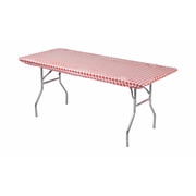 Kwik-Covers 6  Rectangular Plastic Table Covers 30" x 72" - Bundle of 5, Red Gingham