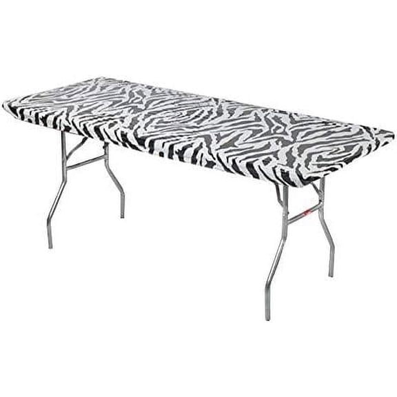 Kwik-Covers 6’ Rectangular Plastic Table Covers 30" x 72" - Bundle of 5, Zebra