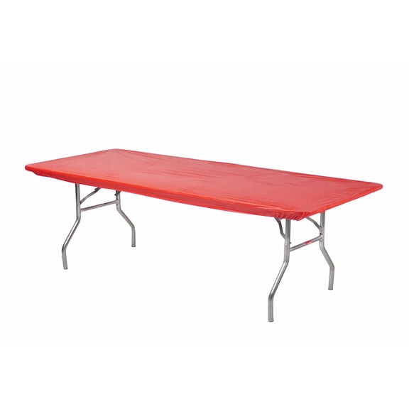 Kwik-Covers 10 Pack Rectangular Plastic Table Covers - 6' Rectangle, Red
