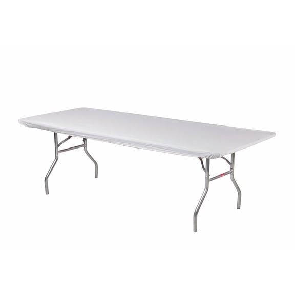 Kwik-Covers 10 Pack Rectangular Plastic Table Covers - 6' Rectangle, White