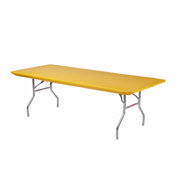 Kwik-Covers 10 Pack Rectangular Plastic Table Covers - 6' Rectangle, Yellow/Gold
