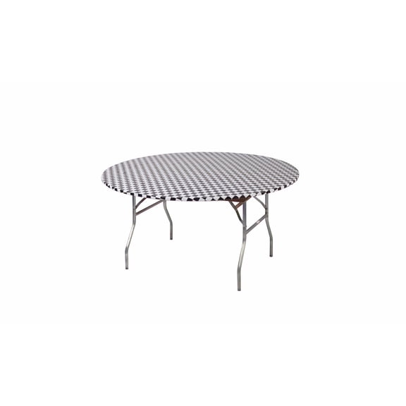 Kwik-Covers 10 Pack Round Plastic Table Cover - 60" Round, Black & White Check