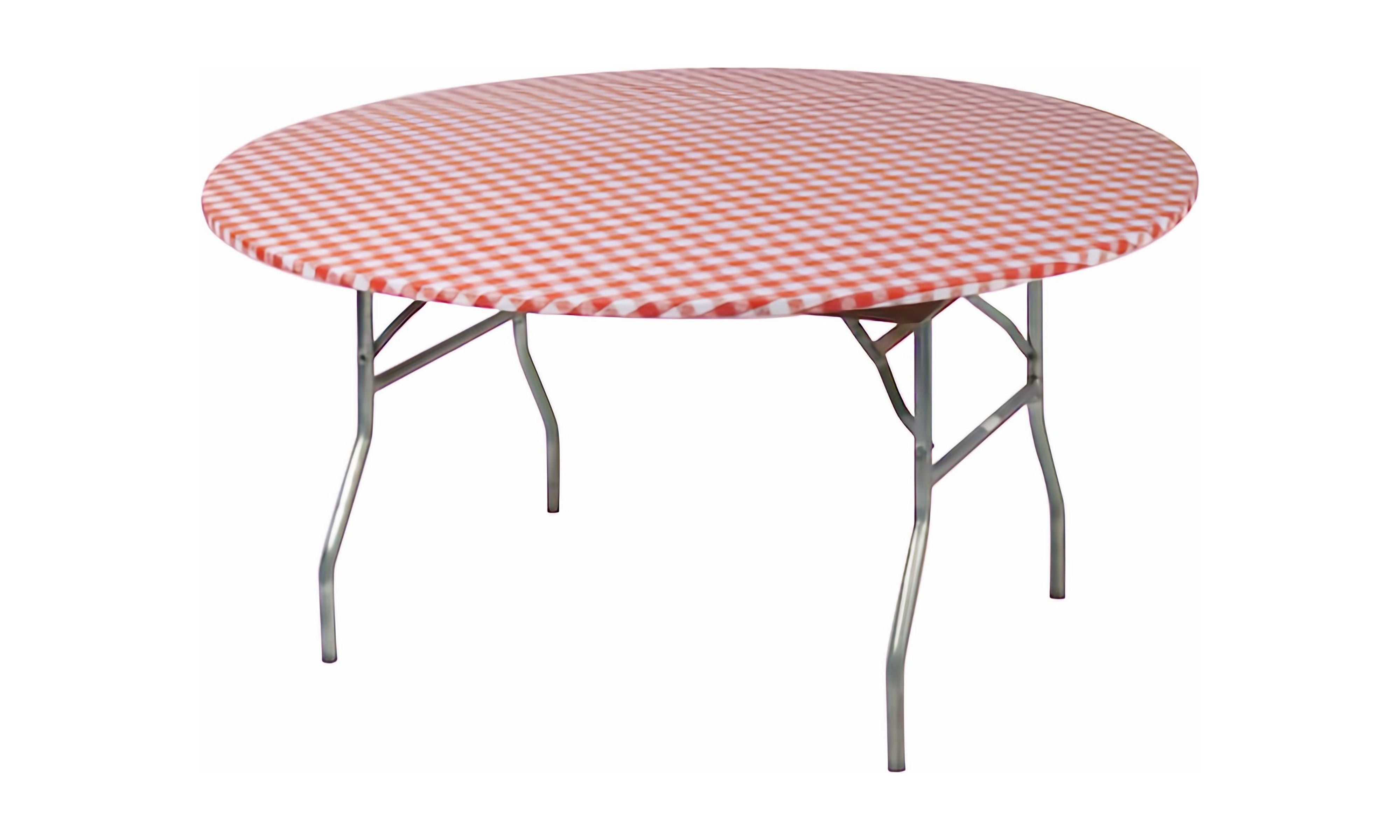 KwikCovers 60" Round Fitted Plastic Table Covers, Red Gingham