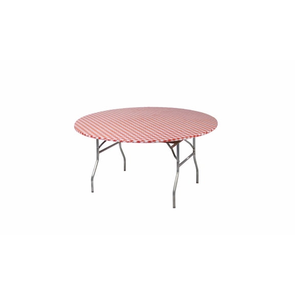 Kwik-Covers 10 Pack Round Plastic Table Cover - 60" Round, Red Gingham