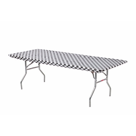 Kwik-Covers 8’ Rectangular Plastic Table Covers 30" x 96" - Bundle of 5, Black & White Check