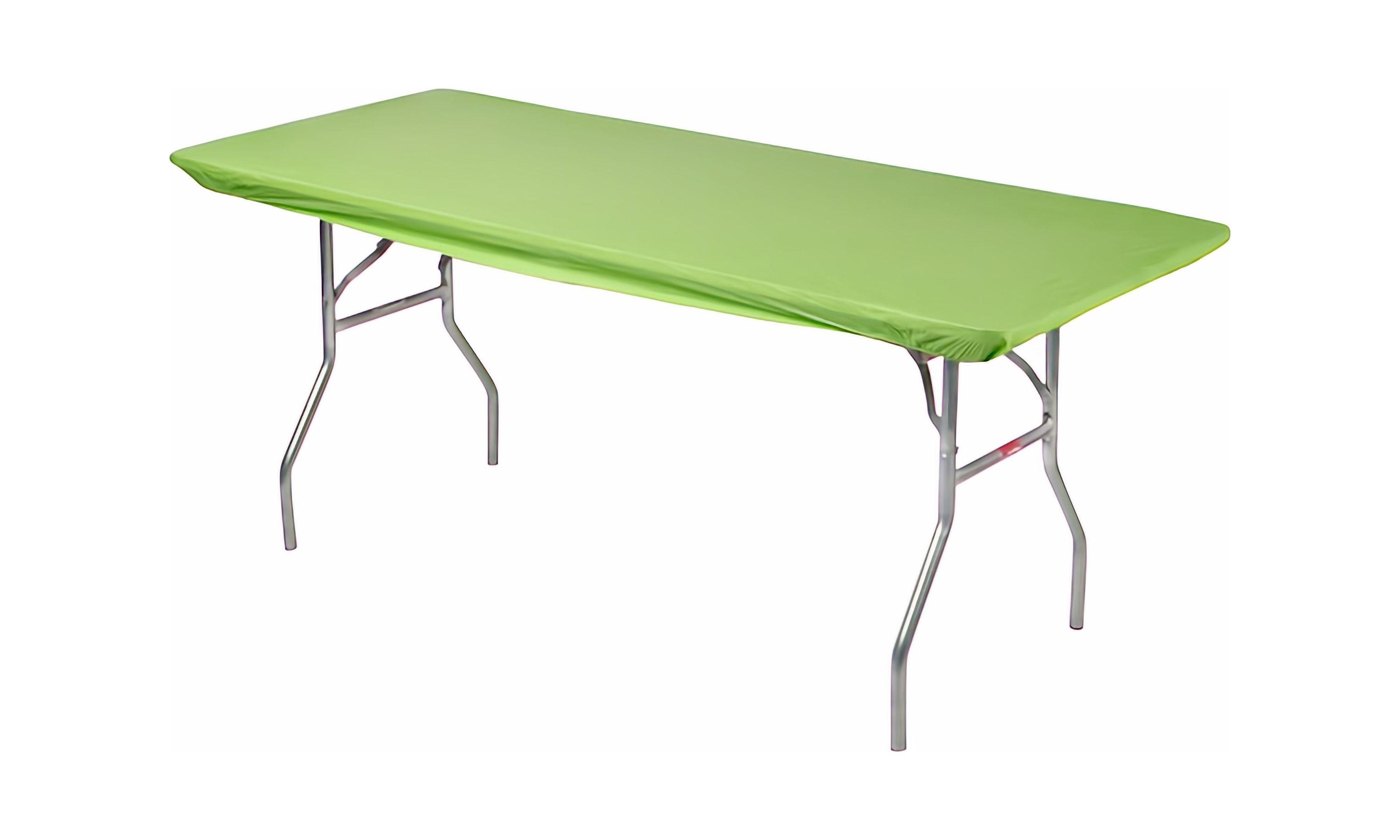 KwikCovers 8' Rectangle Plastic Table Covers 30" x 96", Bundle of 5, Lime Green