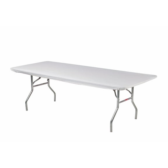 Kwik-Covers 8' Rectangle Plastic Table Covers 30" x 96", Bundle of 5, White