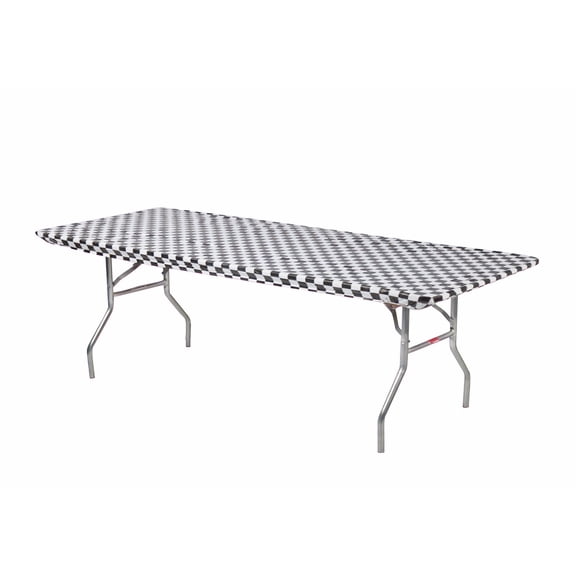 Kwik-Covers 10 Pack Rectangular Plastic Table Covers - 8' Rectangle, Black & White Check