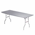 thumbnail image 1 of Kwik-Covers 10 Pack Rectangular Plastic Table Covers - 8' Rectangle, Metallic Silver, 1 of 5