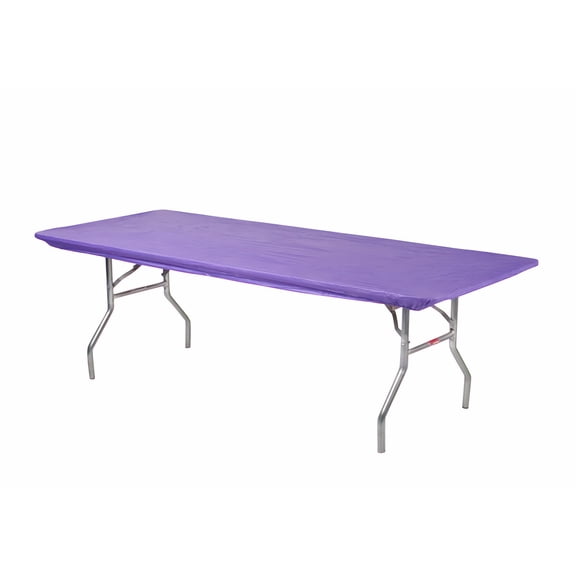 Kwik-Covers 10 Pack Rectangular Plastic Table Covers - 8' Rectangle, Purple