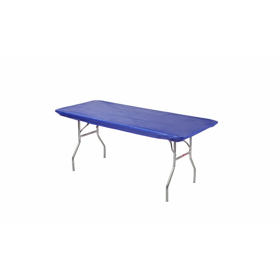 Kwik-Covers 10 Pack Rectangular Plastic Table Covers - 8' Rectangle, Royal Blue