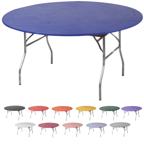 Kwik-Covers Bundle of 5 Round Plastic Table Cover - 72" Round, Royal Blue