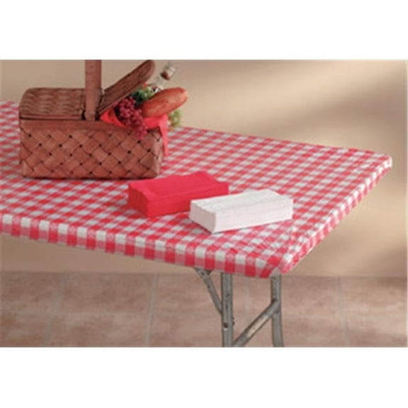 Kwik-Covers  Disposable Table Cover - Red Gingham - 18in. x 96in.