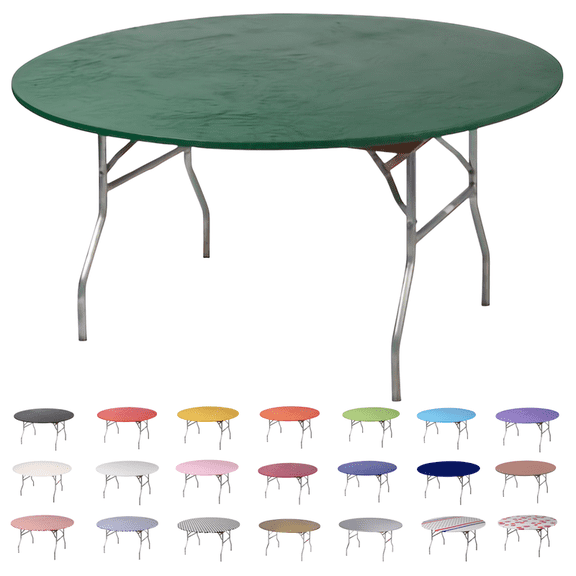 Kwik-Covers Round Plastic Table Cover - 60" Round, Bundle of 5, Kelly Green